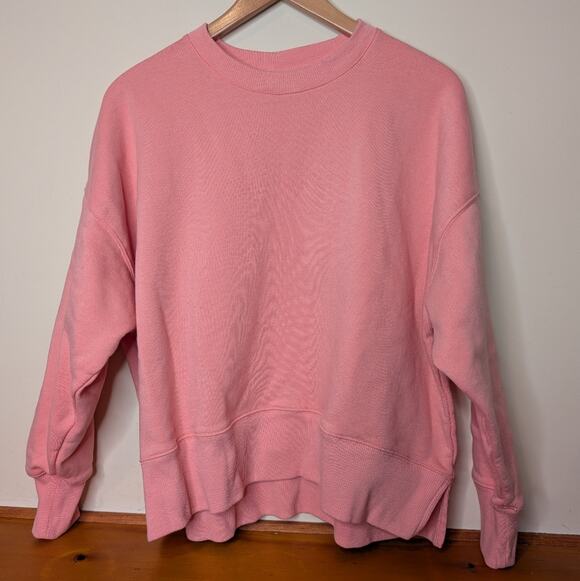 American Eagle Outfitters Tops - American Eagle Pink Crewneck Sweatshirt Drop Shoulder Vented Hem M